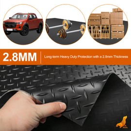 SEAL SEAL 5 x 15 Ft Premium Garage Floor Mat, Solid 2.8mm Thickened Black Commercial Grade Heavy Duty Parking Mat for Garage Floor, Golf Cart, Water/Stain Resistant Floor Runner (Embossed Diamond Plate)