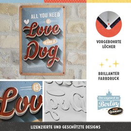 Nostalgic-Art Retro Tin Sign – PfotenSchild – Love Dog – Gift idea for pet owners, Metal Plaque, Vintage design for wall decoration, 20 x 30 cm