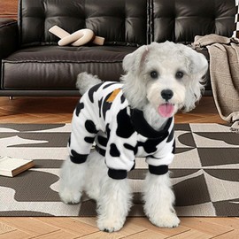 XPUDAC Cow Dog Sweater, Dog Winter Clothes for Small Medium Dogs Girl Boy Fleece Dog Pajamas for Winter Christmas, Large