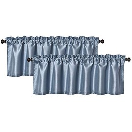 Aiking Home (Pack of 2) Solid Faux Silk Window Valance, 56 by 16 Inches, Slate