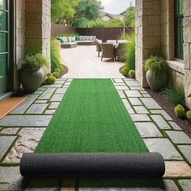 Ottomanson Artificial Grass Turf 2'7" x 10' Indoor Outdoor Faux Grass Rug with Drainage Holes, Customizable with Extra Long Size Options, Perfect for Patio Lawn Balcony Weddings Photoshoot Backdrop
