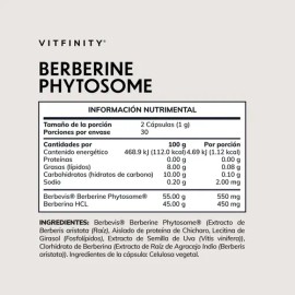 Berberina Phytosome Vitfinity con Berbevis y Berberina HCL, 60 Cápsulas Veganas                                                                       