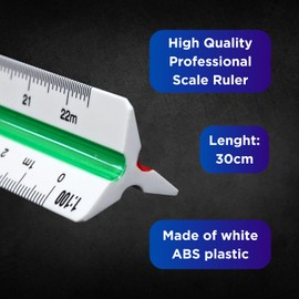 Scale Ruler 30 cm – Plastic Triangular Ruler – Scale Ruler Triangular – Triangular Ruler 30 cm – Architect Engineer Scale Ruler 1:20 1:25 1:33 1:50 1:75 1:100