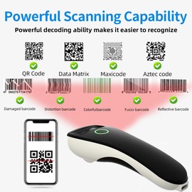 Byttlerom Barcode Scanner HBA-W6 Wireless 1D/2D CMOS Scanner USB Bluetooth Mini Pocket QR Reader for iOS Android (Black)