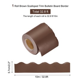 QUARKZMAN Pin Board Border 32.8 Feet Wavy Border Decorative Rolled Classroom Borders for Decorating Pin Board at Home, Classroom or Office, Brown