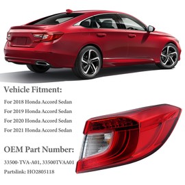 Tail Light Assembly Compatible with 2018-2021 Honda Accord,LED Talilight/Rear Brake Lamps .Replaces# 33550TVAA01 (Right Passenger Side)