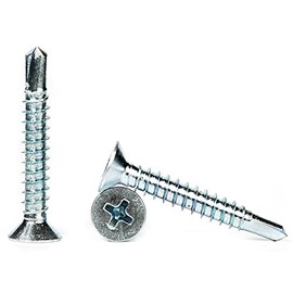 4.2mm x 22mm Self Drilling Countersunk Screws Steel Self Tapping Screws for Metal Sheets Roofing Windows (Pack of 100)