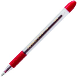 Pentel® R.S.V.P.® Ballpoint Pens, Medium Point, 1.0 mm, Clear Barrel, Red Ink, Pack Of 12
