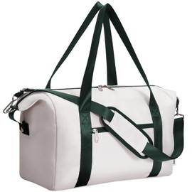 Narwey for Ryanair Cabin Bag 40x20x25 Underseat Ryan Air Bag Foladble Travel Duffel Hospital Bag Carry on Hand Luggage Holdall Weekend Overnight Bag for Women and Men 20L (Beige with Green Straps)