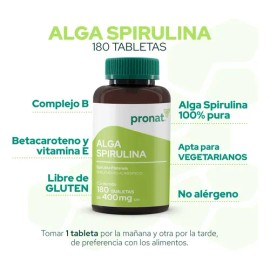 Suplemento Alga Spirulina (180 Tabletas) - Pronat                                                                                                     