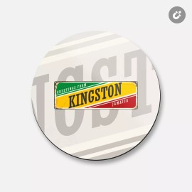 Unbranded Kingston Retro Travel Tin Sign | 4'' X 4'' Round Decorative Magnet