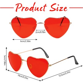 Dawumin 3 Pairs of Heart Party Glasses, Hippie Glasses, Women's Heart Glasses, Red, Funny Sunglasses, Retro Heart-Shaped Party Glasses, for 60s 70s 80s 90s Party Accessories (Red)
