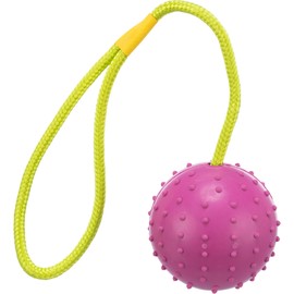 Trixie Ball am Seil, Naturgummi, ø 7/30 cm, pink/lime, Hundespielzeug, Apportieren, Tauziehen