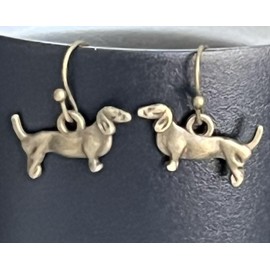 Bronze Dangle Wiener Dog Earrings Dachshund Jewelry Earrings for Women #3298FE770