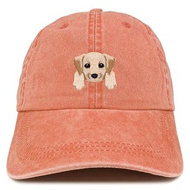 Trendy Apparel Shop Labrador Retriever Patch Pigment Dyed Washed Baseball Cap - Orange