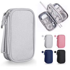 ANNIEMOOM Organizador Portátil, Bolsa para Accesorios Electrónicos Accesorios de Electrónica Estuches Bolsa de Viaje Universal para Discos Duros, Cables USB, Auriculares, Móviles, Cargadores (Gris)