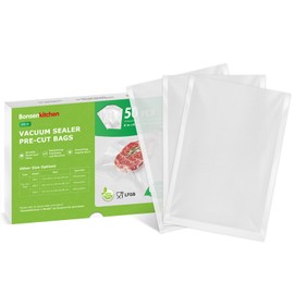 Bonsenkitchen Precut Vacuum Sealer Bags, 50 Pint 6" x 9" Food Sealer Bags, Food Grade, BPA Free, Heavy Duty, Customized Size Vacuum Bags for Vac Storage, Meal Prep or Sous Vide Cooking, VB10