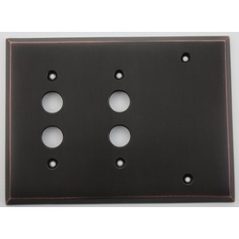 Oil Rubbed Bronze 3 Gang Wall Plate - 2 Push Button Switches 1 Blank