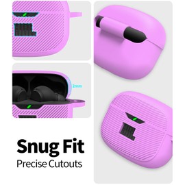 WADVCU for JBL Vibe Beam/JBL Vibe Beam 2/ JBL Vibe 200TWS Case Cover, Silicone Scratch Resistant Logo Visible Cover Compatible with JBL Vibe 200TWS & Beam & Beam 2 Charging Case with Carabiner-Purple