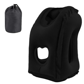 HOMURY Inflatable Travel Pillow Neck Pillow Inflatable Pillow Portable Travel Pillow Neck Support Pillow Comfortable Supports Head and Chin for Car, Plane, Train Train, Camping, Black