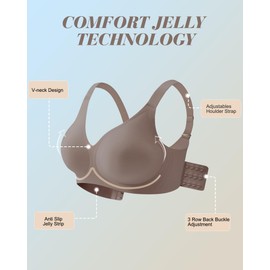 Yadalky Women's Seamless Wireless Bras, Comfortable Bralette Sports Bra No Underwire T-Shirt Bra (Grey, L)