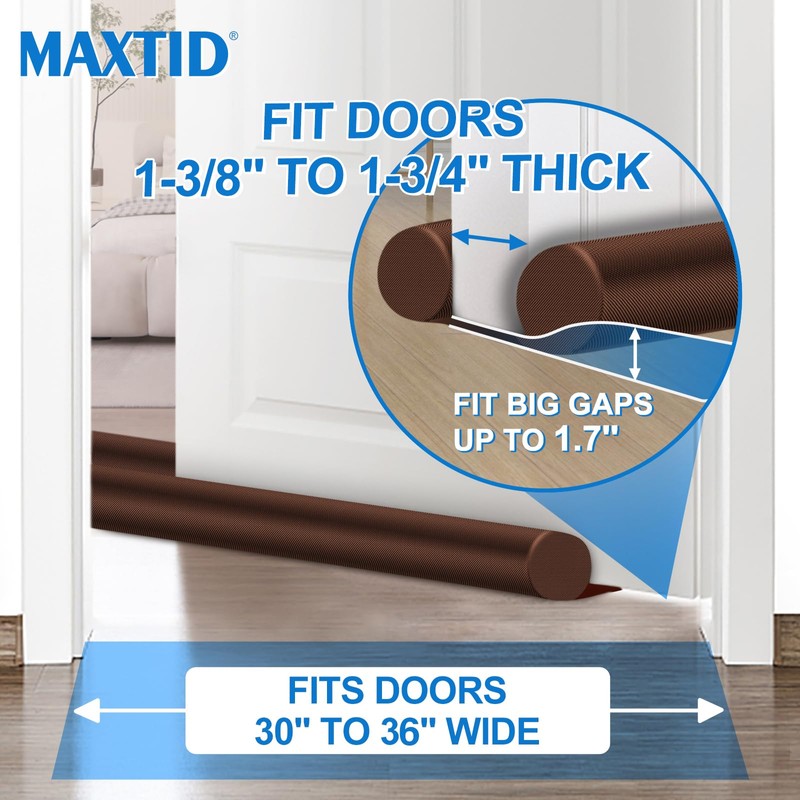 MAXTID Twin Door Draft Blocker for 36" 34" 32" 30"