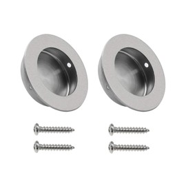 2 Pcs Brushed 304 Stainless Steel Round Flush Knobs Hidden Furniture Knobs with Screws 50x40x12mm