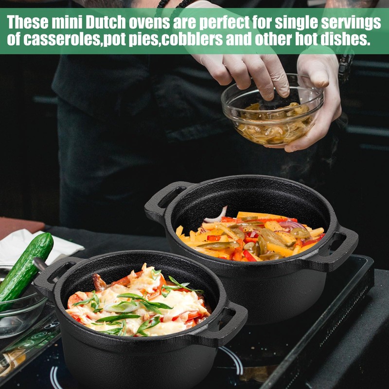 Suttmin 2 Sets 8 oz Dutch Oven Pot with Lid