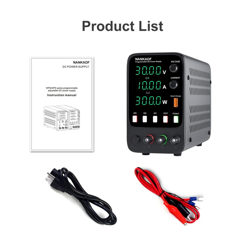 NANKADF DC Power Supply, 30V 10A Bench Power Supply with