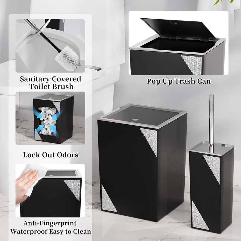 Black Bathroom Accessories Set - Luxurious Bathroom Accessory Decor