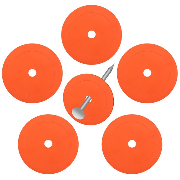 6 Pieces Low Profile Property Markers Orange Rubber Washers Driveway