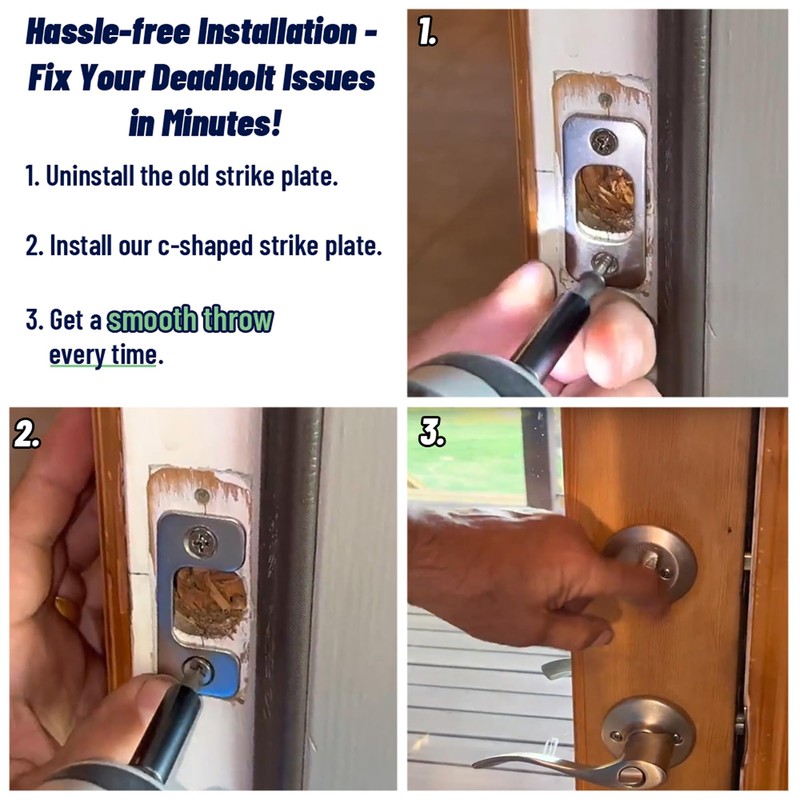 Adjustable Strike Plate for Exterior Doors - Large Hole for