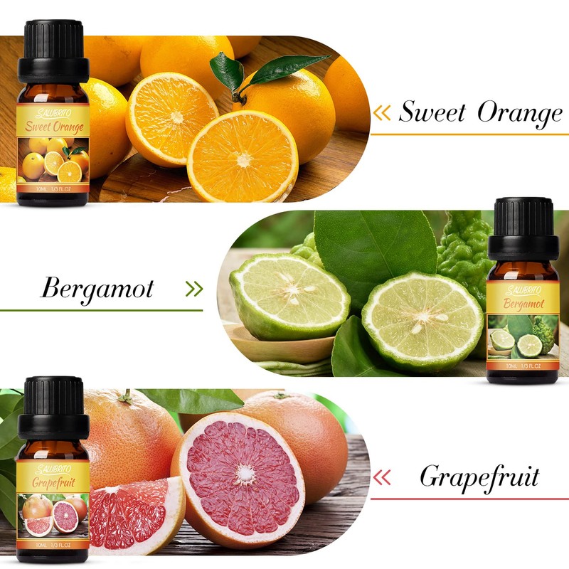 Salubrito Citrus Essential Oils Set for Diffuser, Fragrance Oil |