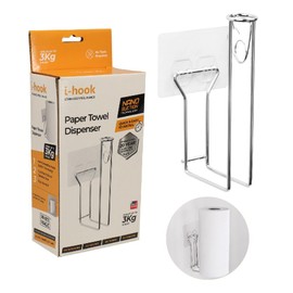 i-Hook Paper Towel Dispenser – 304 Stainless Steel, One-Hand Dispensing, Nano Suction Technology, Easy Installation, Fits Viva & Handee Rolls, Holds Up to 3kg