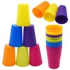 Saijer Rainbow Reusable Plastic Cups, 18 Pieces, Stack Shatterproof Party