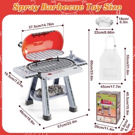 Play Kitchen Toys for Kids BBQ Grill Playset with Food, Smoke, Sound and Light, 2-Layer Barbecue Play Food Toys Cooking Interactive Toys for Toddlers 3-6, Gift for Girls Boys Birthday Christmas