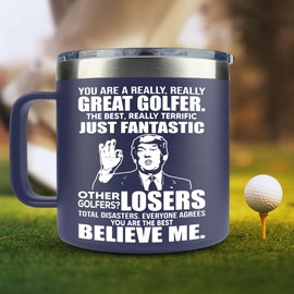 VIWIS Golf Gifts for Men Golfers - Golf Christmas Gifts - Cool Gifts for Golfers, Funny Golf Gifts for Dad for Fathers Day, Birthday - Golf Accessories for Men, Dad, Uncle - Golf Cup Mug 14Oz