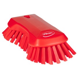 Vikan 38944 Extra Large Hand Brush, Multifunctional, Slip-Resistant Cleaning Tool, Extra Stiff Polypropylene & Polyester Bristle, 9.1", Red