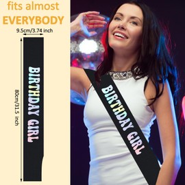 loghohu Birthday Girl Sash Birthday Sash Birthday Sash for Women Black Birthday Sash for Women Happy Birthday Sash for Girl Sweet 16th 18th 21st 30th Fun Birthday Party Birthday Party Supplies