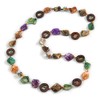 Avalaya Multicoloured Shell, Brown Wood Ring and Glass Beads Necklace