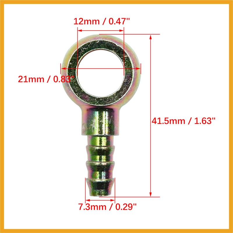 Partuto 6mm ID Hose Barb 12mm Banjo Fuel Line Fitting