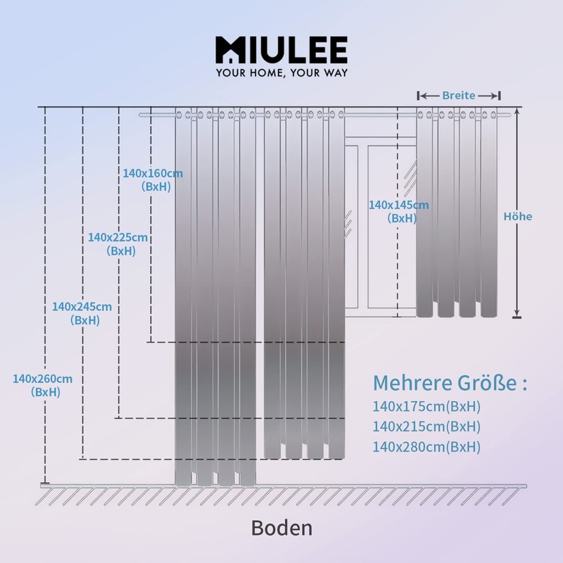 MIULEE 2 Panels Solid Color Sheer Window Curtains Smooth Elegant