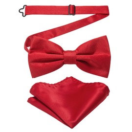 RBOCOTT Burgundy Bow Tie Bowtie and Pocket Square Set for Men(6)