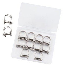 LEONTOOL 10pcs Stainless Steel Mini Fuel Line Pipe Hose Clamp Clip 15-17mm Fuel Injection Line Style Hose Clamp Adjustable Pipe Hose Clip Tube Clamps For Diesel Petrol Pipe (9/16" - 11/16"Dia)
