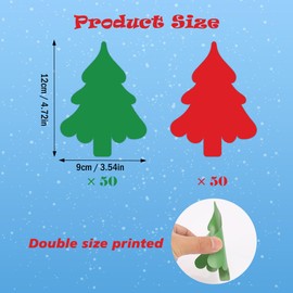 Wonmon 100PCS Christmas Tree Cutouts for Bulletin Board Decoration, Red Green Christmas Tree Paper Cut-Outs for Christmas DIY Crafts Home School Classroom Decorations, 4.72x3.54 in