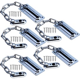 Lsgoodcare 5Sets Portable Stainless Steel Door Safety Guard Chain Security Bolt Locks Cabinet Latch DIY Home Tools Silver Hotel Anti-Theft Door Chain Inner Latch Buckle Hardware