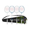 Wilson 4 Player Badminton Racket Set, 4 Rackets, Shuttles, Premium
