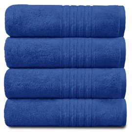 GC GAVENO CAVAILIA New Hampton Hand, Ultra Soft Extra Absorbent Pack of 4 Luxury Towel Set, 100% Ringspun Cotton, Egyptian, Blue, 50x80 Cm