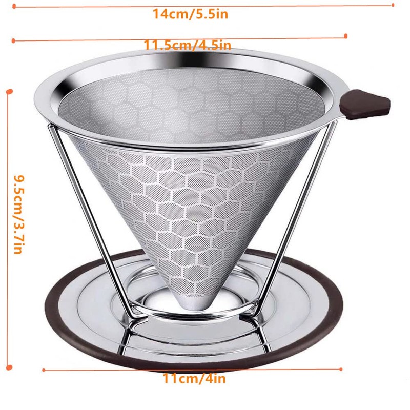 Pour Over Coffee Dripper, Reusable Coffee Filter Durable Stainless Steel