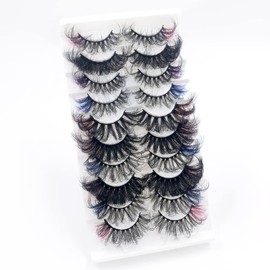 IFLOVEDEKD 10 Pairs Russian Strip Lashes With 5 Colors 25mm Mix Wispy Faux Mink Eyelashes Fluffy Long False Reusable D Curl Lash Strips